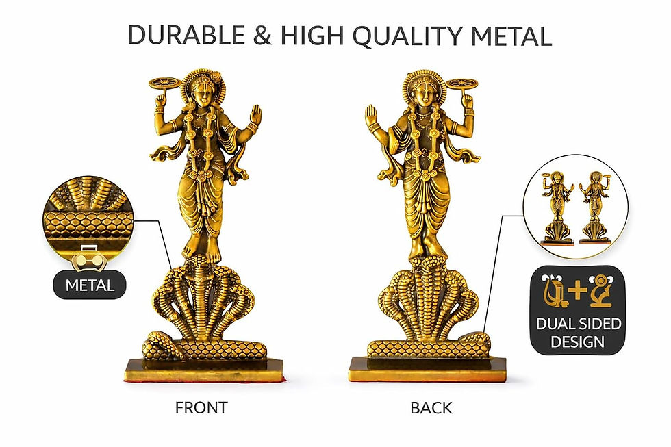 Thumbnail: Vrindavan Handicrafts - Premium Metal Vishnu Bhagwan Murti 