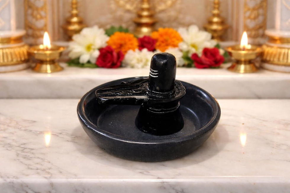 Thumbnail: Marble Resin Shivling with Marble Jaladhari Bowl (5 Inch) Black Shivlingam