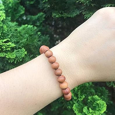 Thumbnail: 8mm Chandan Round Beads Handmade Elastic Stretchable Bracelet