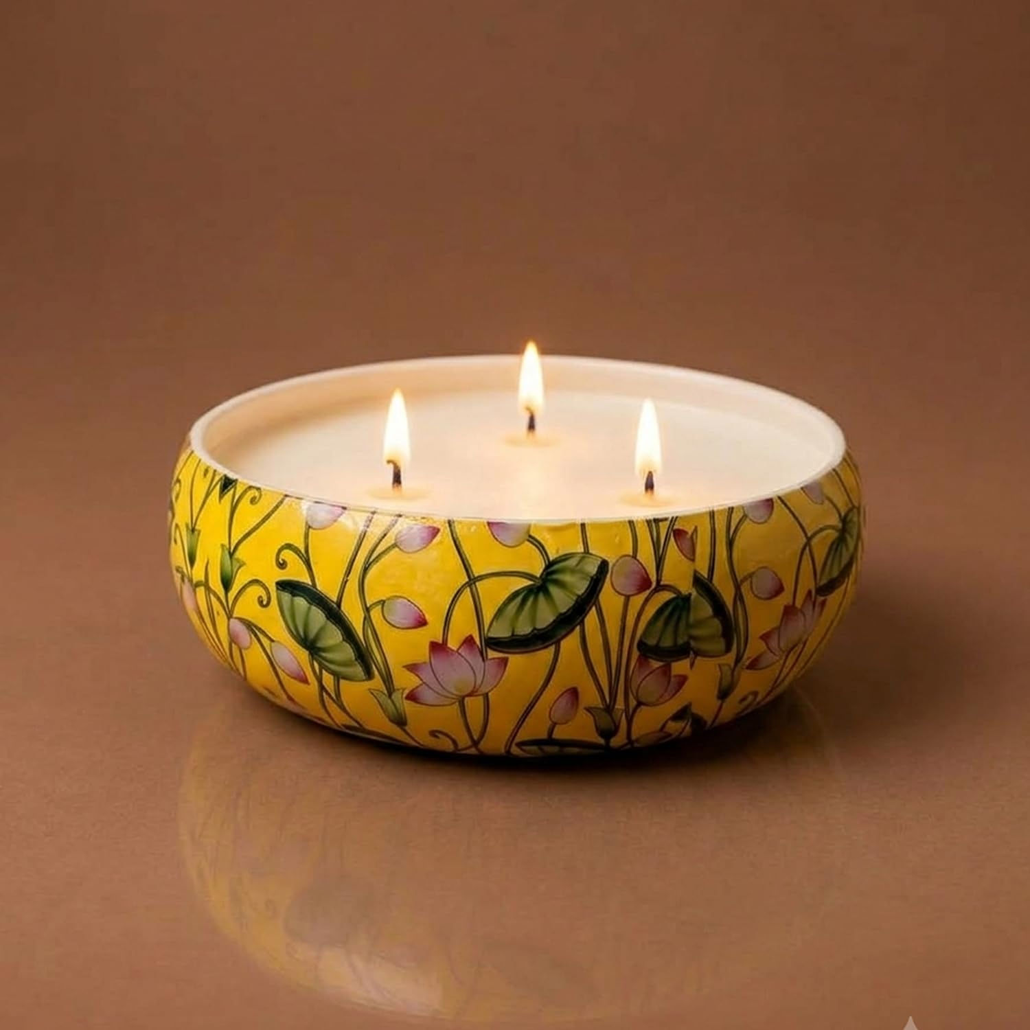 4 Inch Metal Urli Bowl with Scented Candle