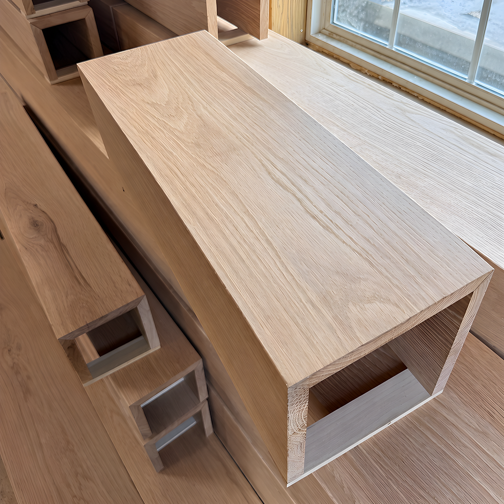 Natural white oak box beam showing open grain and an untreated tone