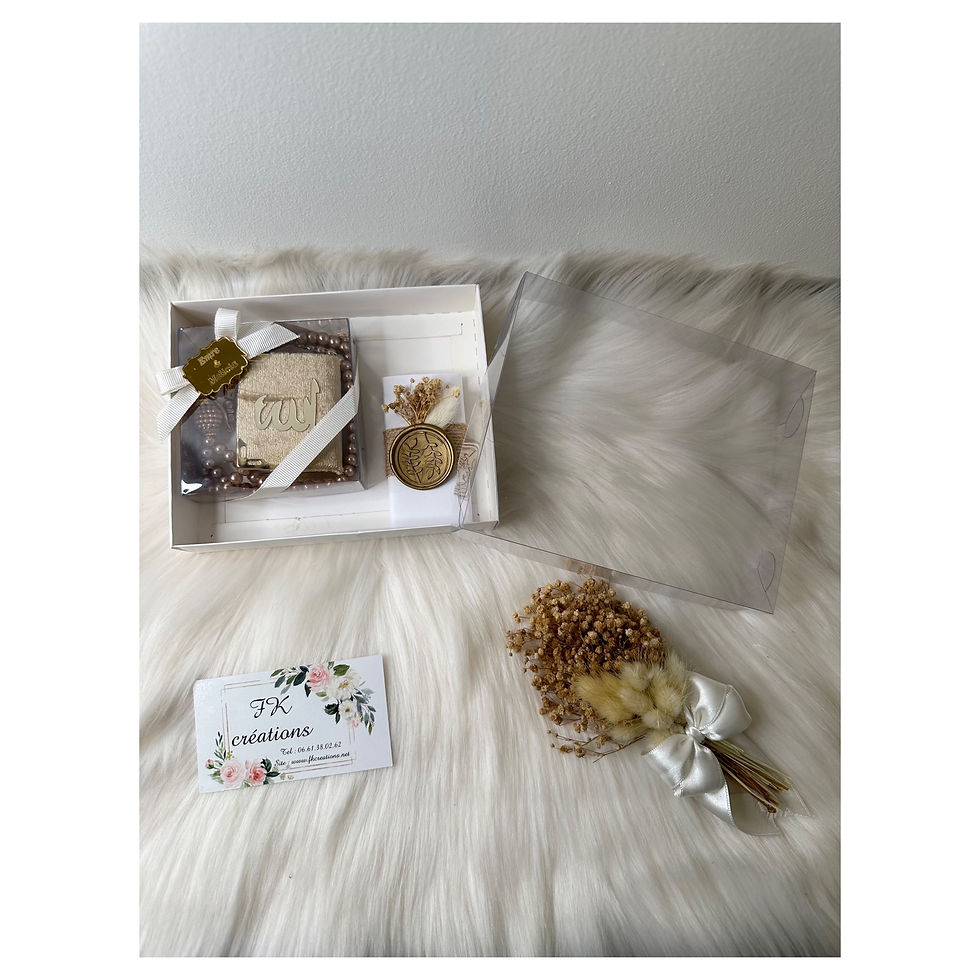 Coffret mini coran, chapelet et chocolat