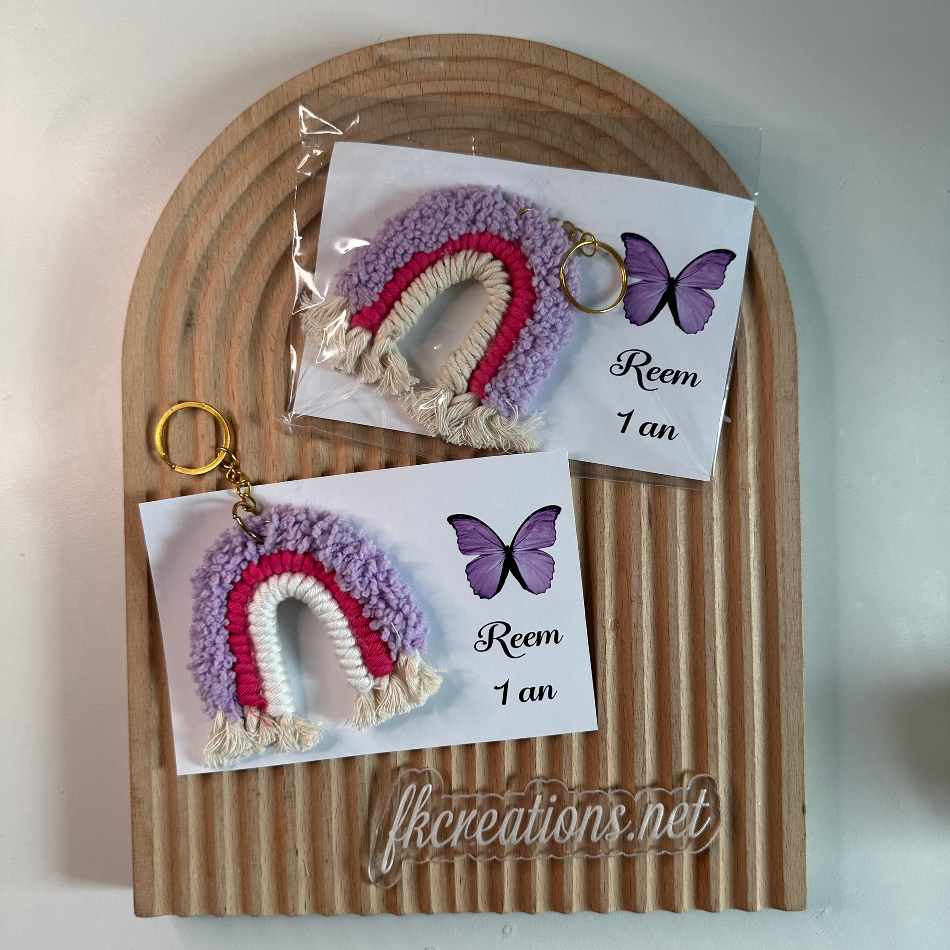 Porte-clés macramé avec sa carte ourson 