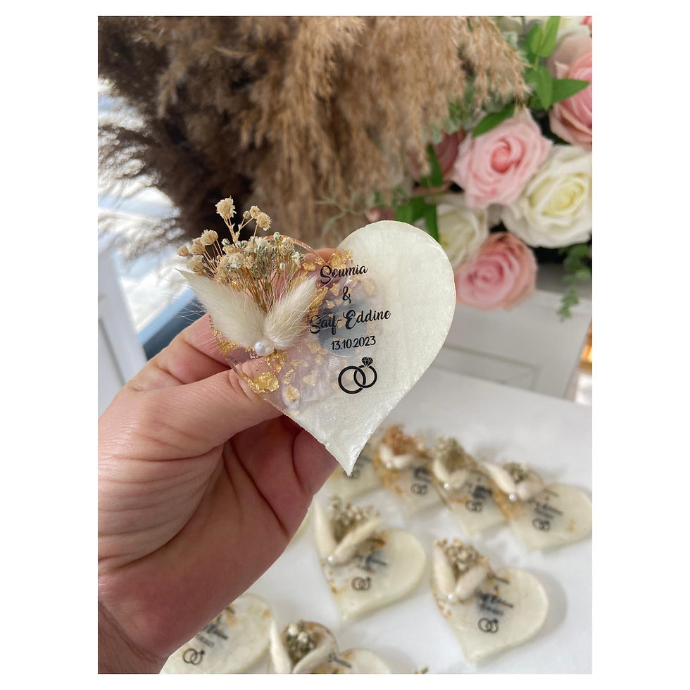 Magnets époxy en cœur nacré blanc