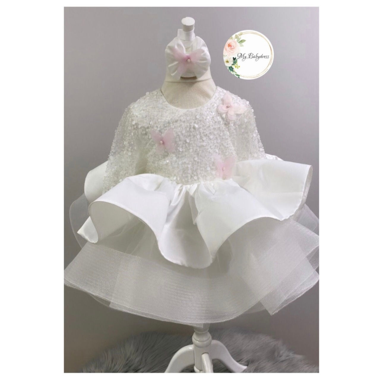 Robe pailletée avec ou sans papillon, blanche ou noir