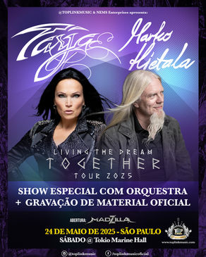 Show de Tarja Turunen e Marko Hietala em São Paulo terá gravação em vídeo e orquestra sinfônica