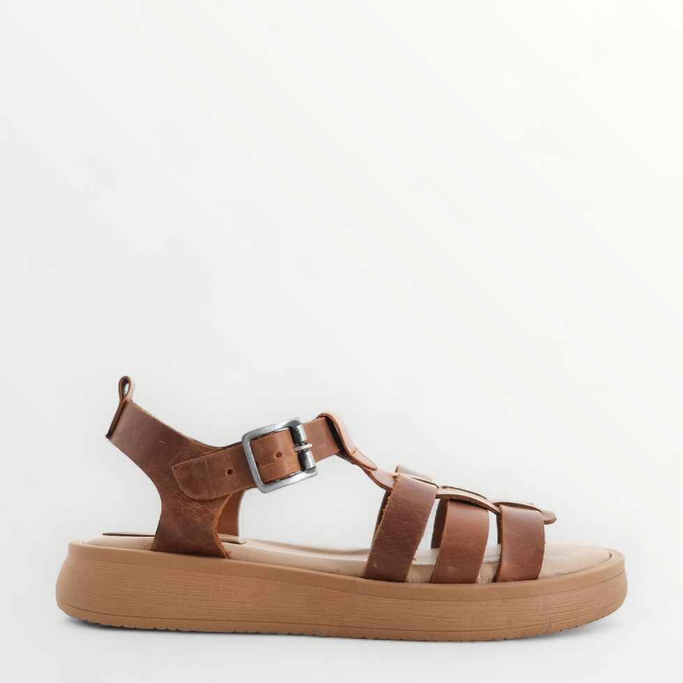 Χειροποίητο δερμάτινο σανδάλι Semele σε ταμπά – Handmade leather sandal Semele in tan by el Greco