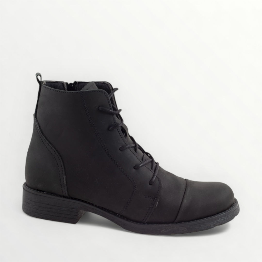 women's waxed nubuck leather ankle boot