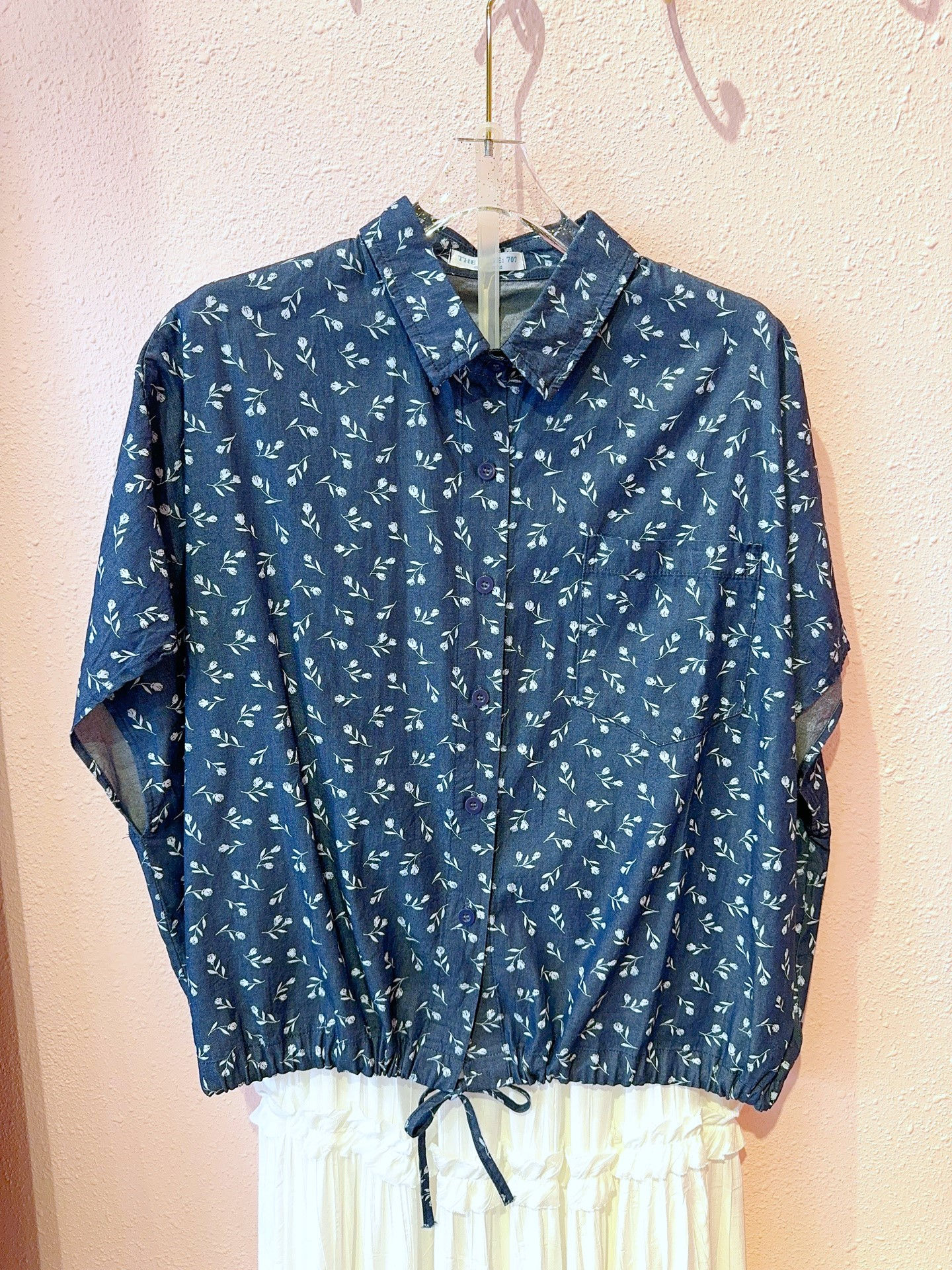 印花薄牛仔襯衣