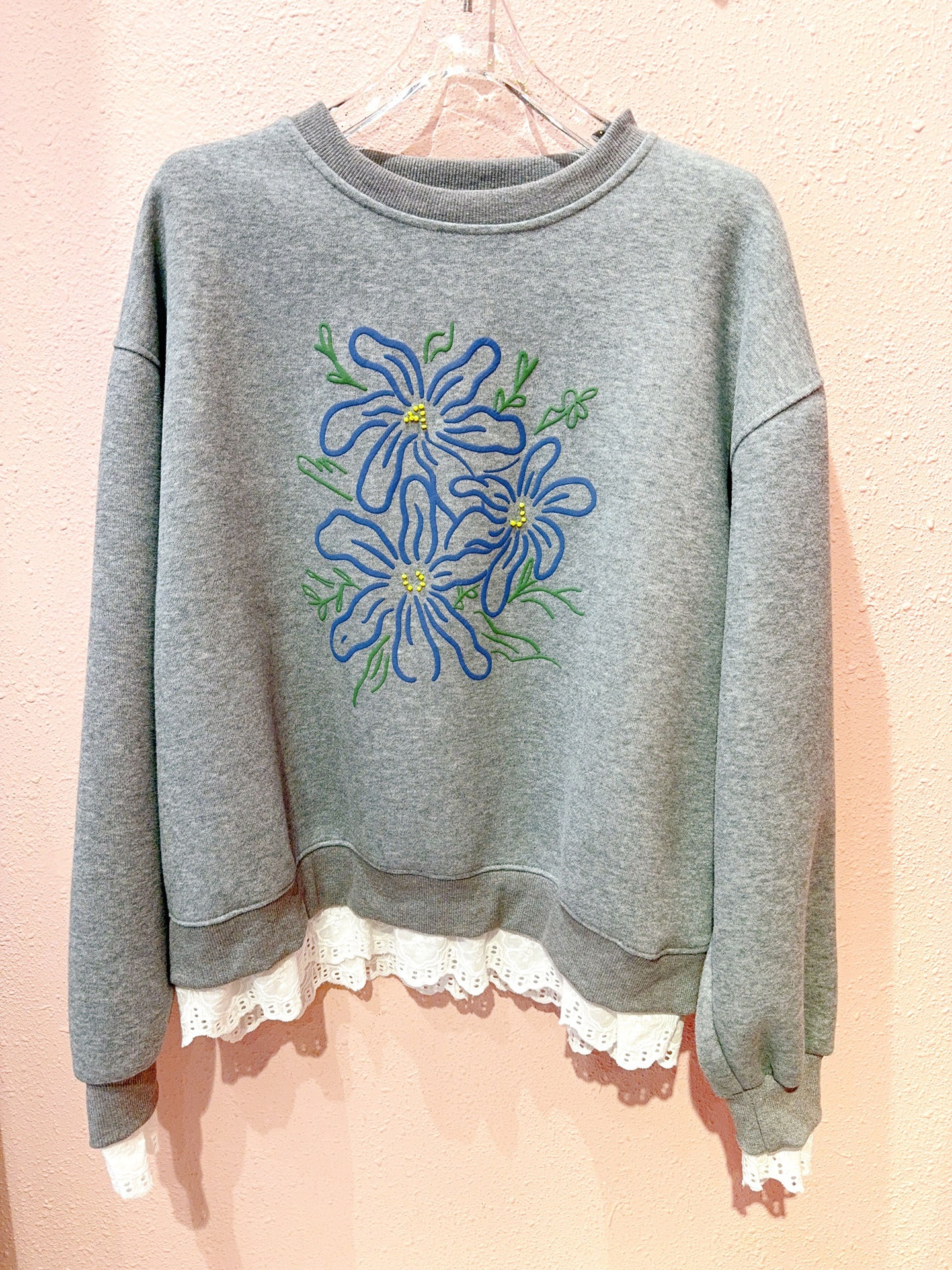 拼lace釘珠印花衛衣