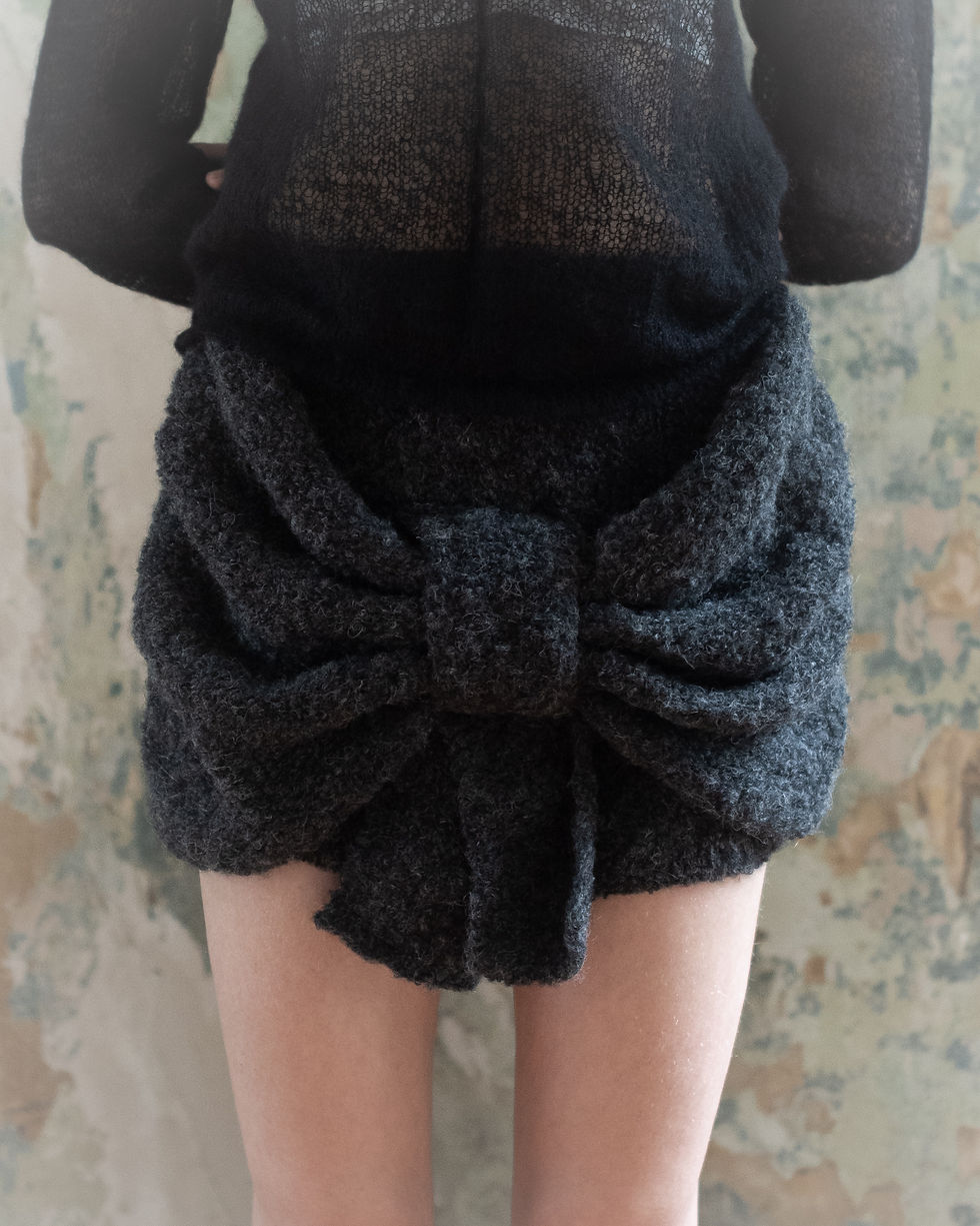 Bouclé Knitted Bow Skirt