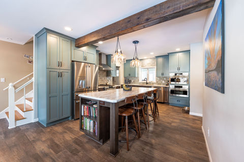 Space planning and custom cabinetry in kitchen renovation by Wausau interior designer