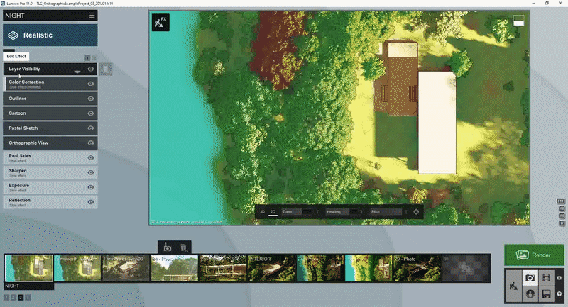 GIF Demonstrating Color Correction Priority in Lumion UI. GIF by The Lumion Collective.