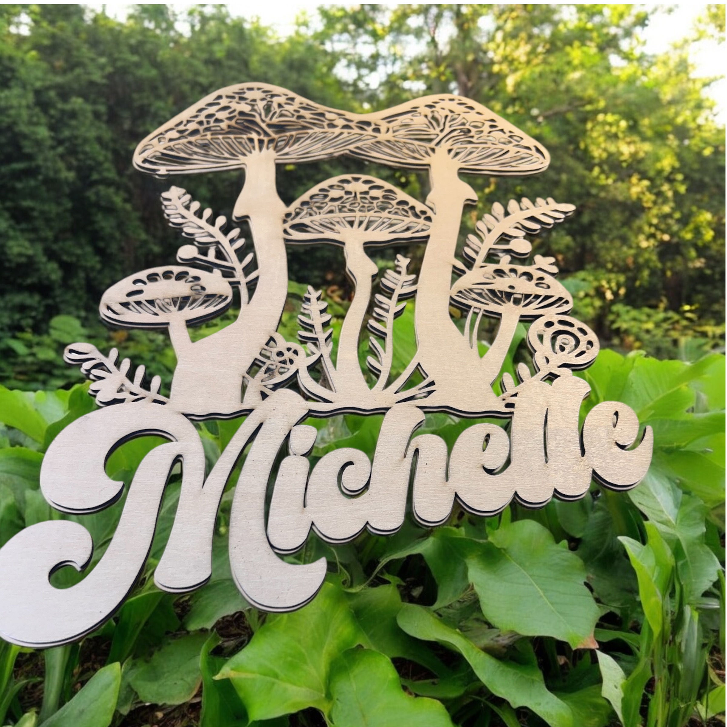 Laser Cut Unfinished personalized Mushroom Growth Michelle