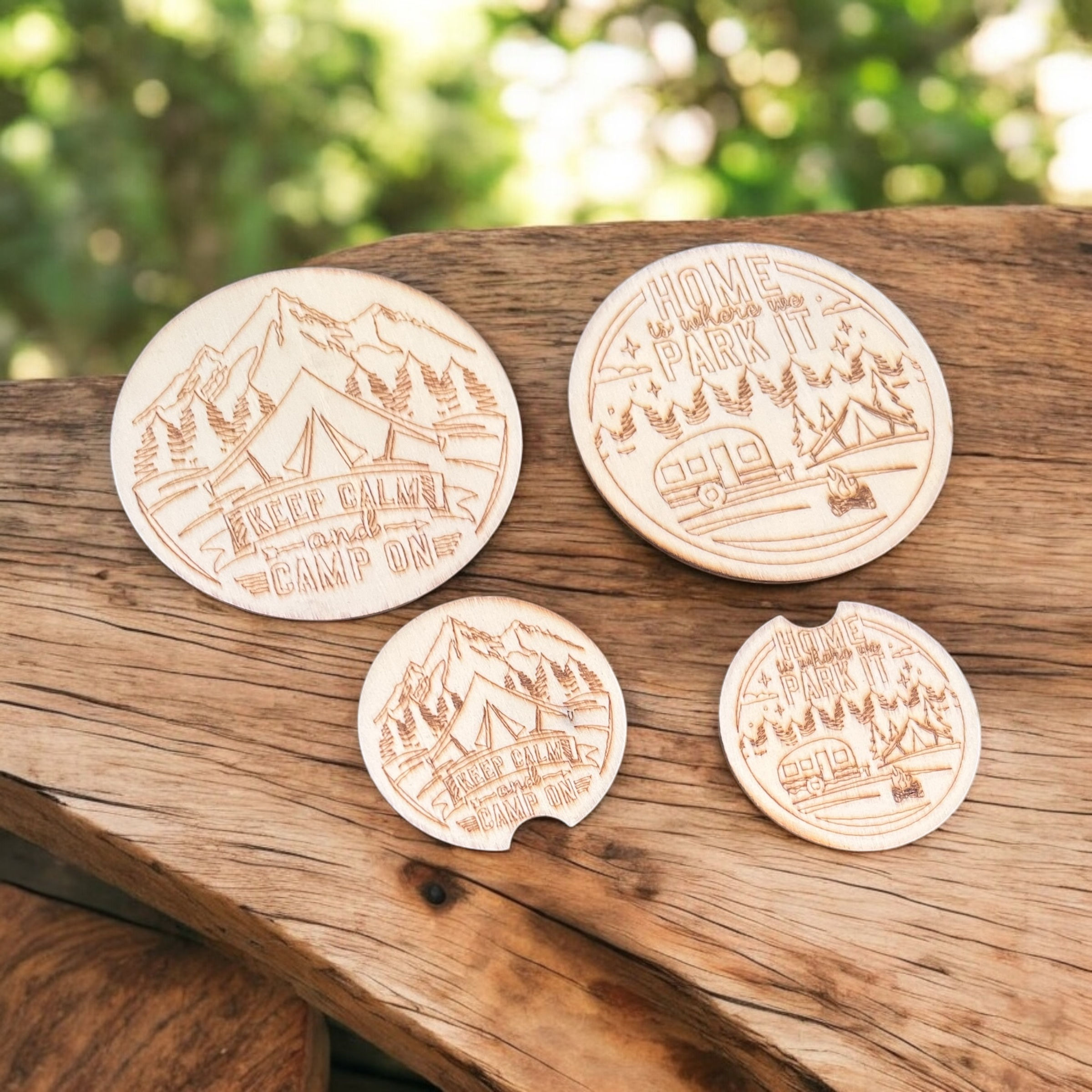 Laser Cut Unfinished drink coaster set 2 Table 2 for car cup holder