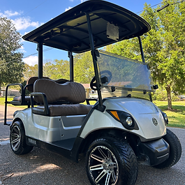 2021 Yamaha Quietech gas powered golf cart with leather-look seats