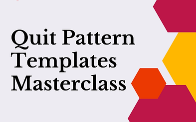 A decorative graphic that says Quilt Pattern Templates Masterclass