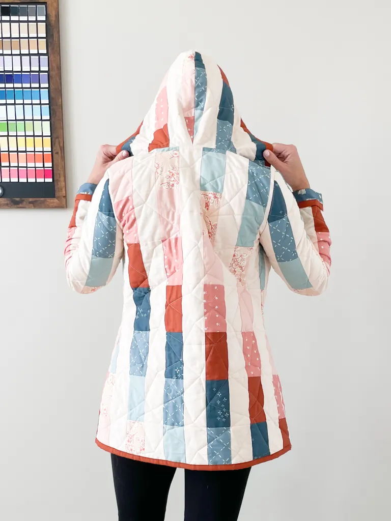 striped all-over quilt coat design