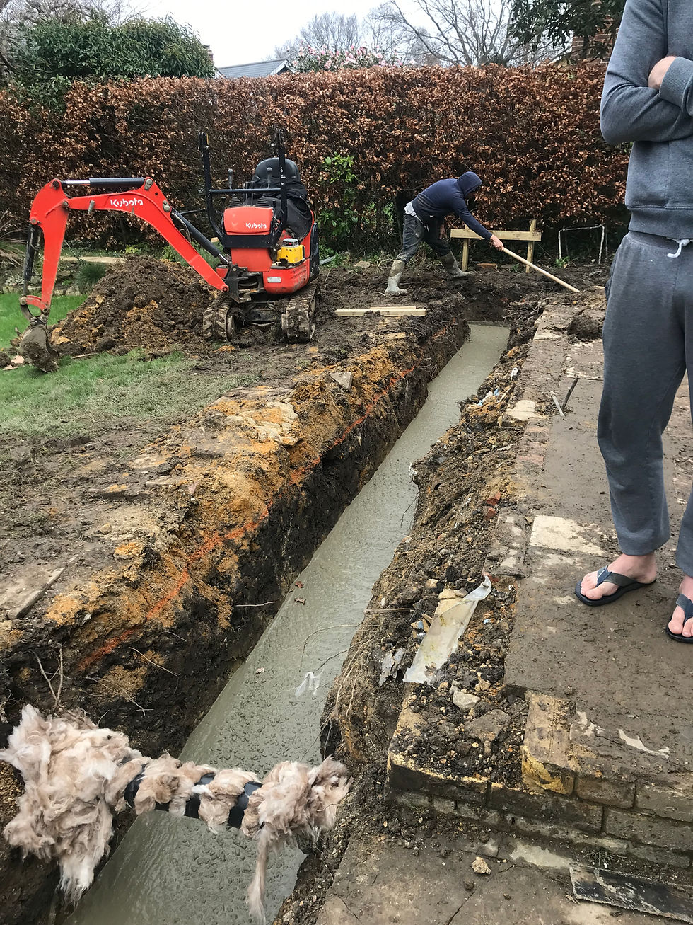 Creating foundation for a residential extension