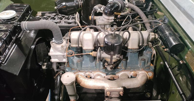 Engine of a Land Rover, Series 1, 1951 80" model.