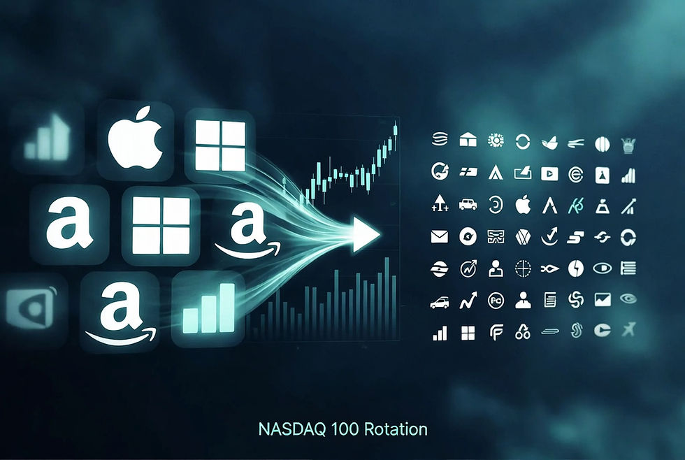 NASDAQ One Hundred Reaction to Concentration Risk and Rotation into Small Cap Stocks