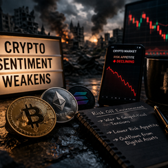Crypto Market Sentiment Weakens as War Driven Macro Pressure Reduces Risk Appetite Across Digital Assets