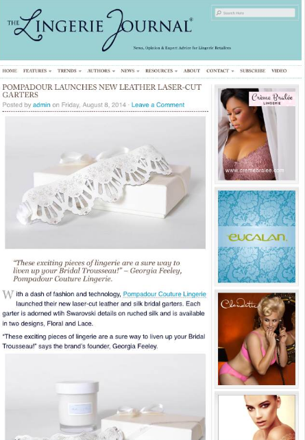 The Lingerie Journal feature our laser-cut leather garters