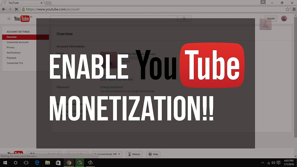 enable youtube monetization