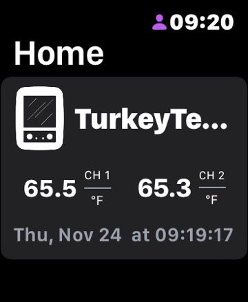 Apple Watch getting Turkey Temperatures from ThermoWorks