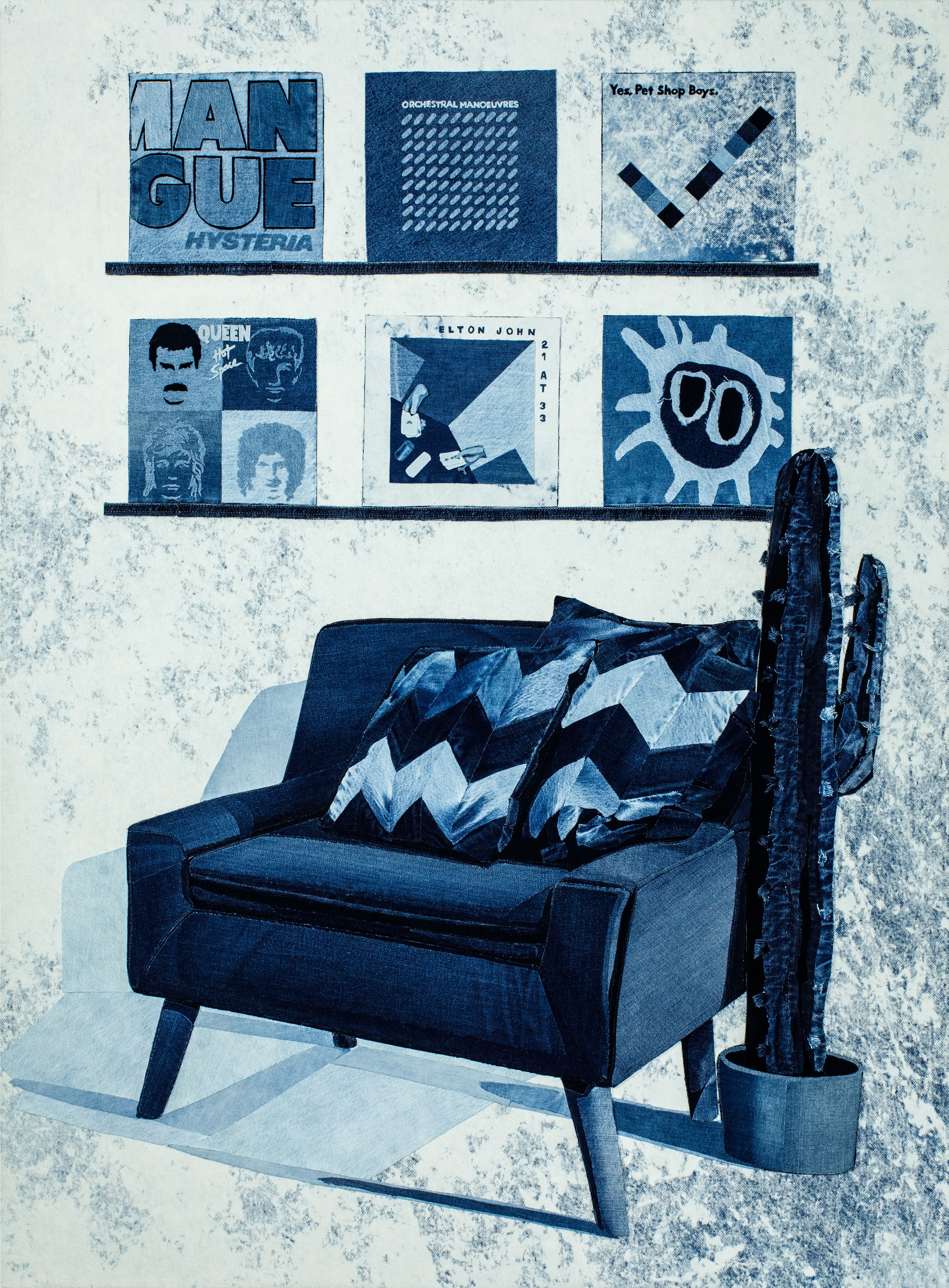 Interior 2, 2022, 190x122cm, Denim Mixed Media