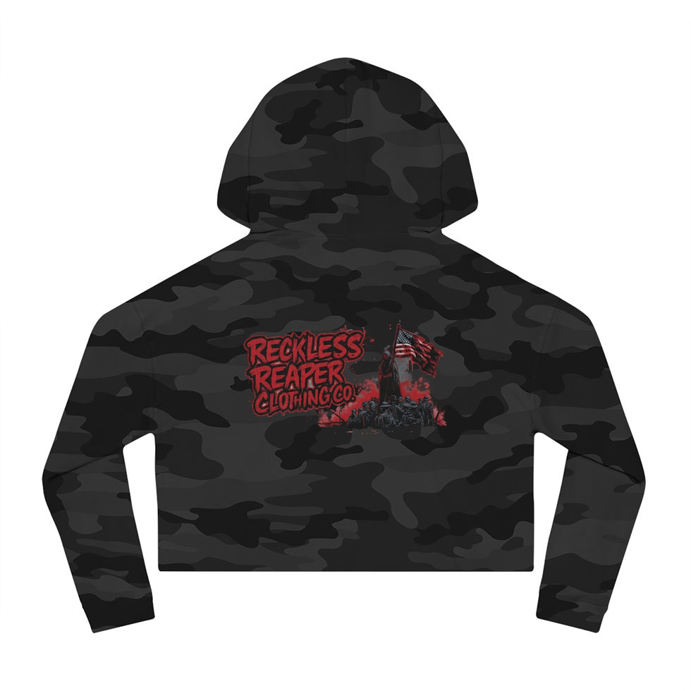 Thumbnail: Cropped Hoodie — Reckless Reaper Clothing Graphic Back Print