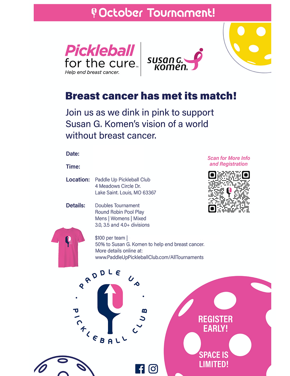 Pickleball For The Cure! - October Tournament!
