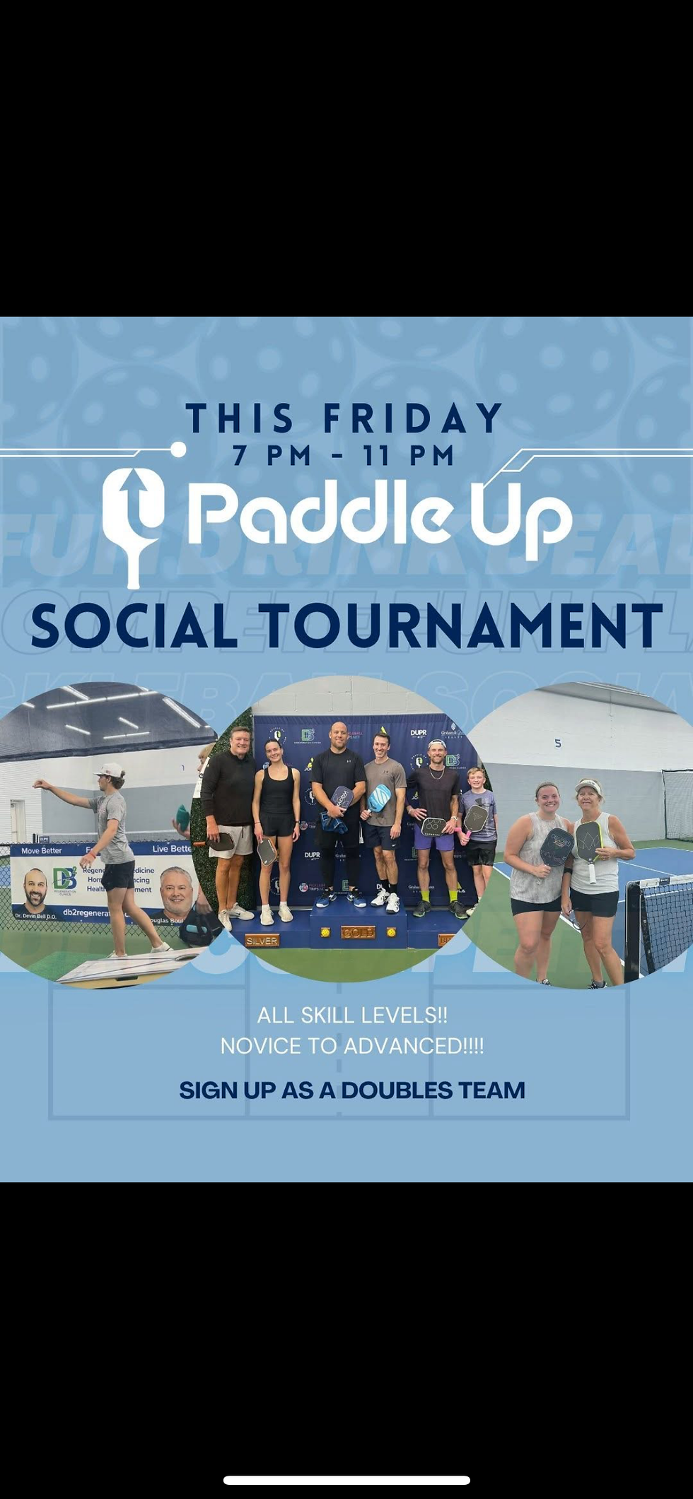 4/18 Friday Night Social Tournament - Paddle Up (7pm!)