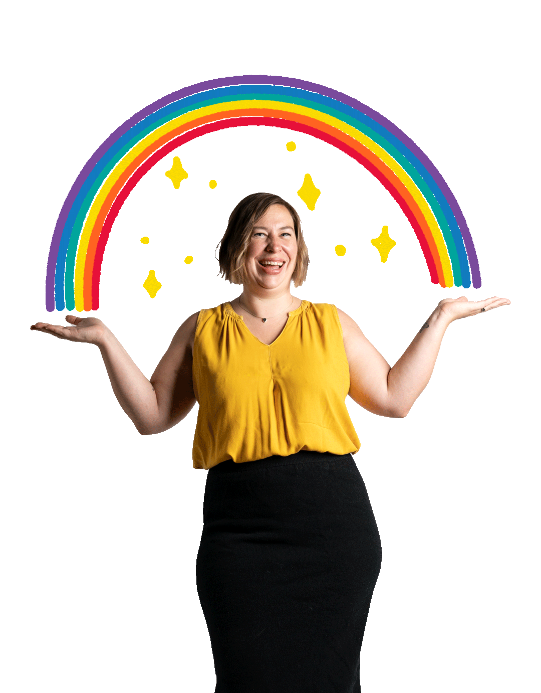 Dani holding an animated rainbow - graphic design gif