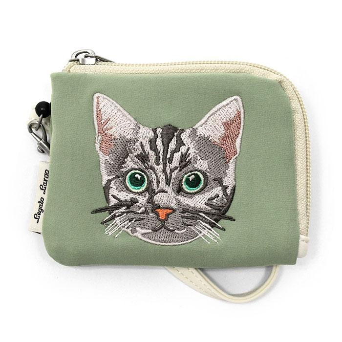 縮圖：Legato Largo - 刺繡立體可愛貓咪【NEKO】可伸縮拉繩 卡片八達通套 迷你銀包 零錢散銀包 LI-V0164