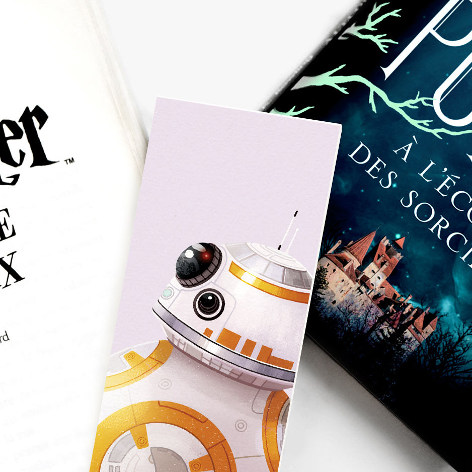 Miniature : marque-pages BB-8, bookmark, droïde, droid, inspiré de l'univers Star Wars, fanart, design Emma Sanchez, Amay Sancha