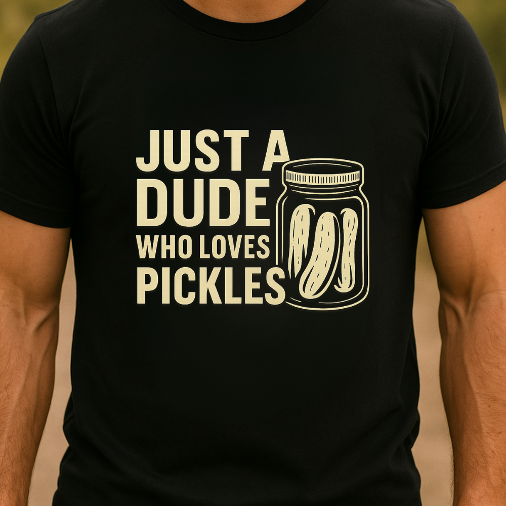 Just a Dude Who Loves Pickles Shirt, Funny Pickle Jar T-Shirt for Men