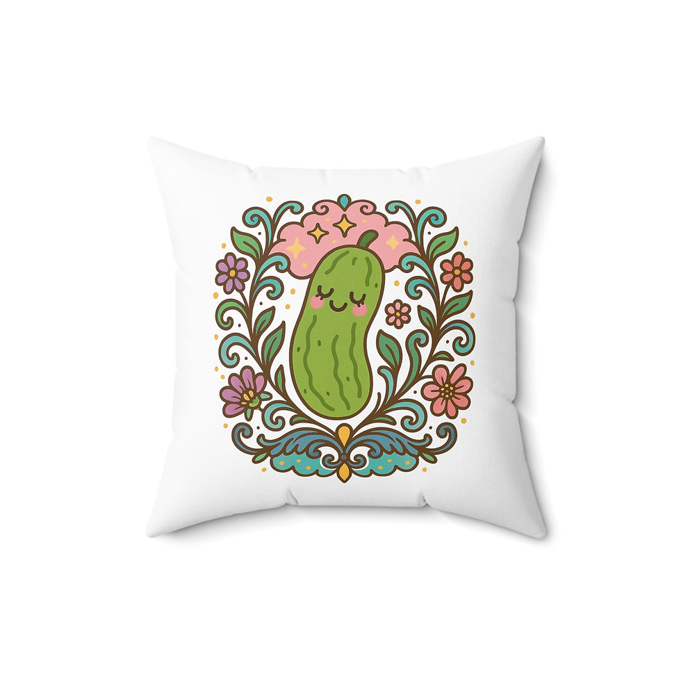 Thumbnail: Cute Pickle Decorative Pillow, Fun Home Accent, Gift for Foodies, Boho Decor