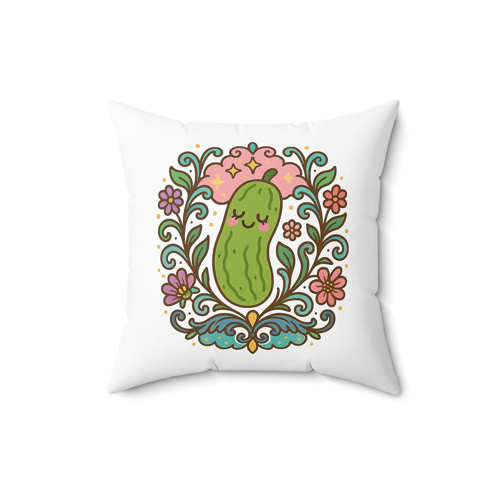 Thumbnail: Cute Pickle Decorative Pillow, Fun Home Accent, Gift for Foodies, Boho Decor