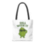 Thumbnail: Dill With It Tote Bag, Funny Pickle Pun Bag, Cute Cartoon Grocery Tote