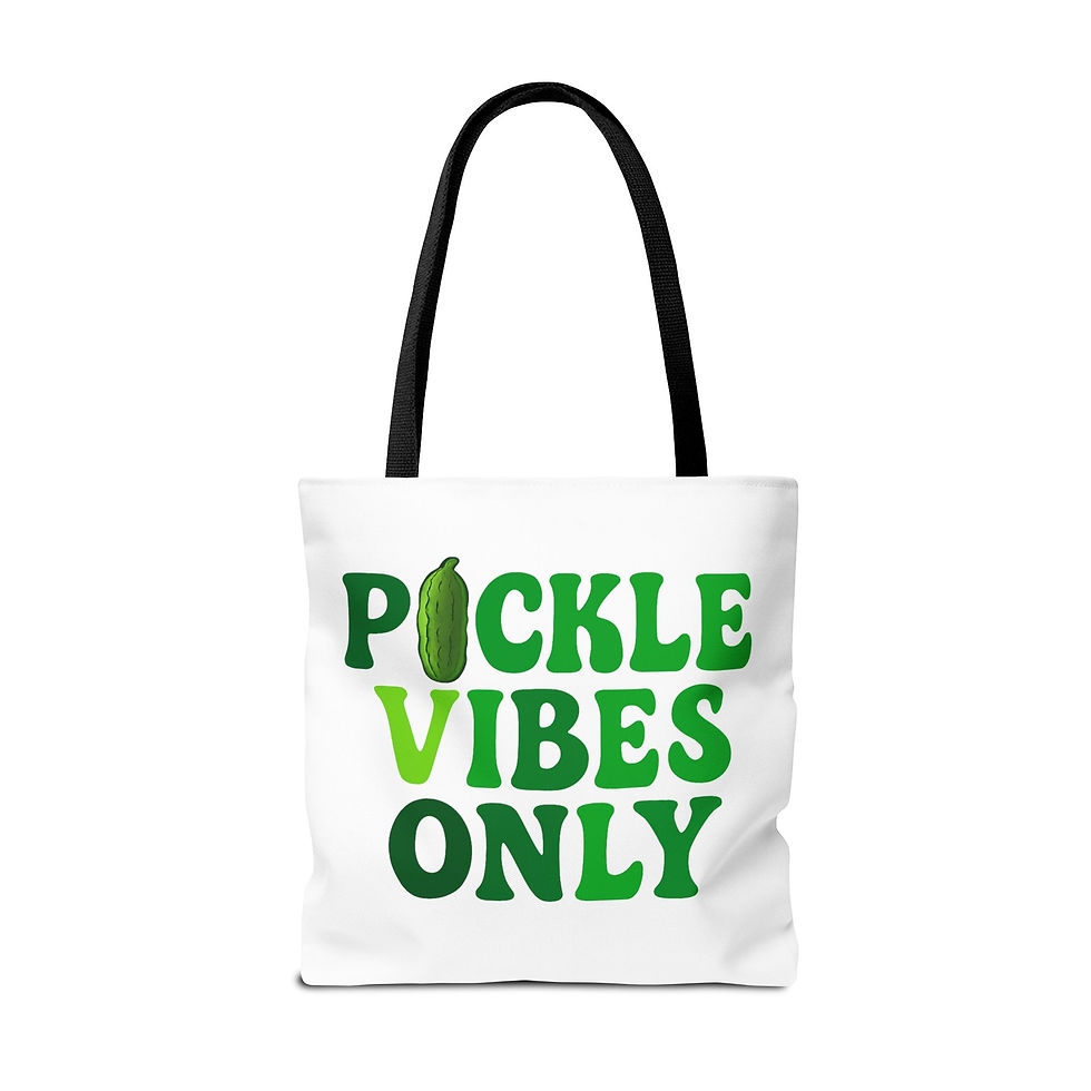 Thumbnail: Pickle Vibes Only Tote Bag, Funny Reusable Grocery Bag, Cottagecore Pickle Gift