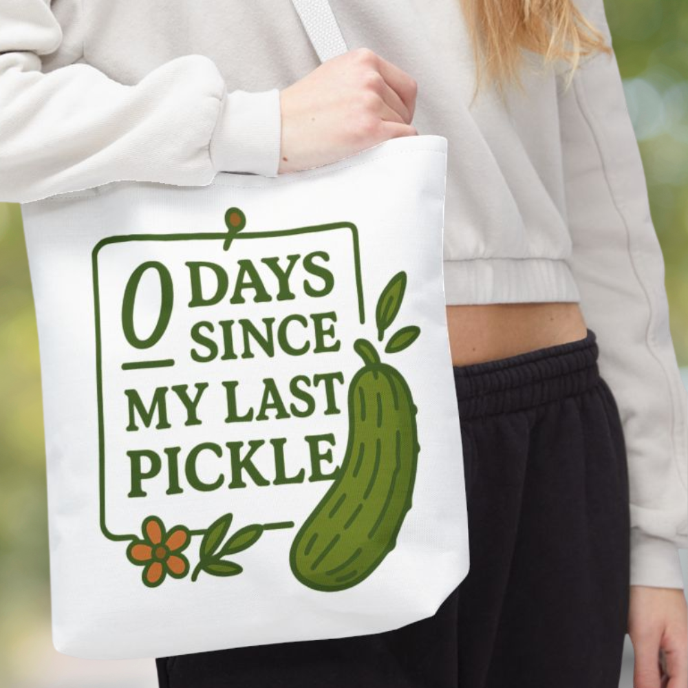 0 Days Since My Last Pickle Tote Bag, Funny Cottagecore Pickle Lover Gift