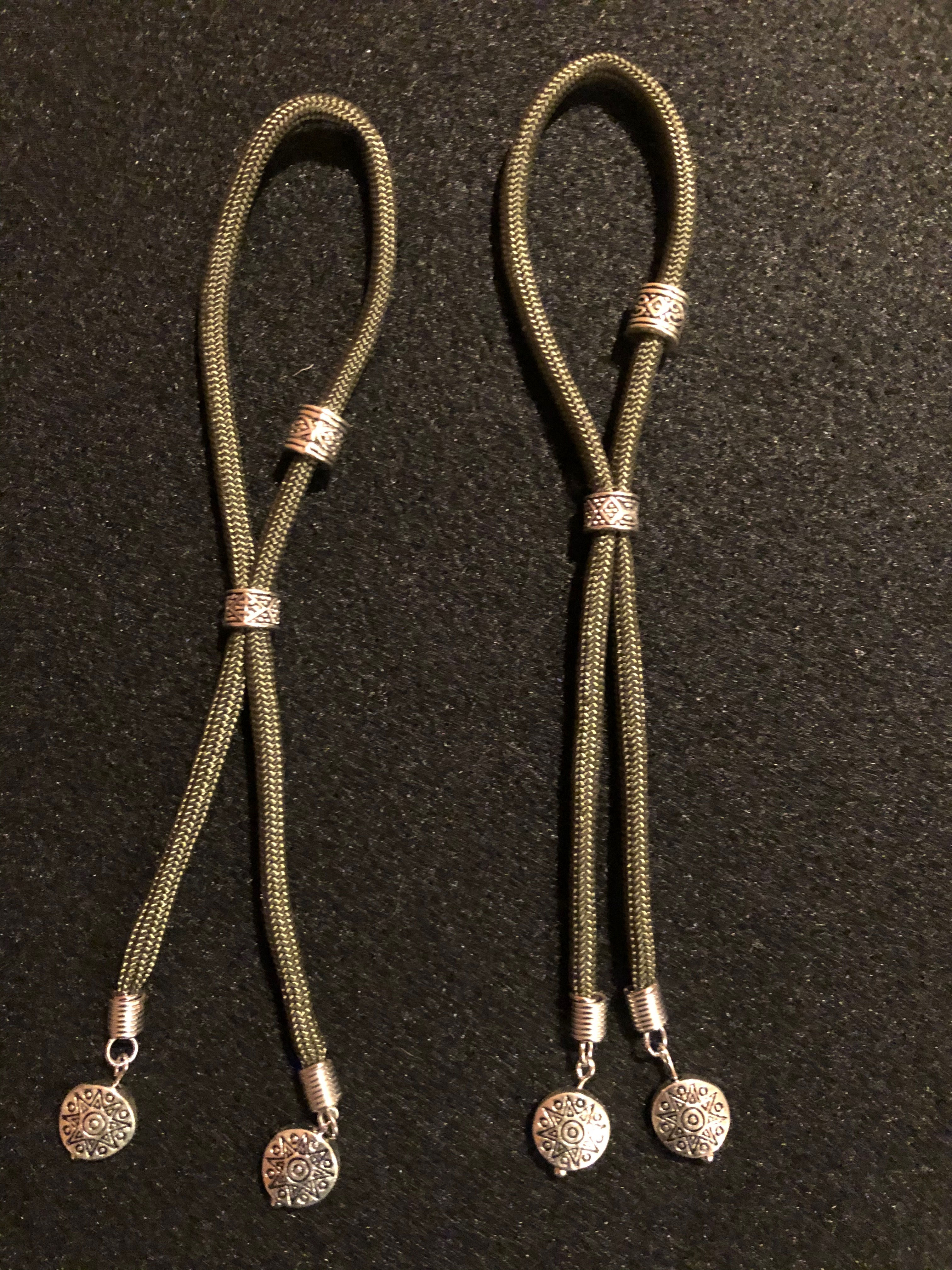 Olive Paracord & Silver Plate