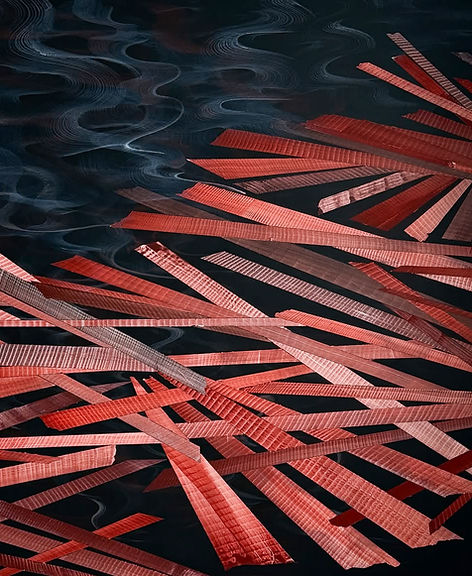 « Minab » 2026Triptyque 420x150cmPanel 3-3 - 150x140cm In production.Solo show _chateaudem
