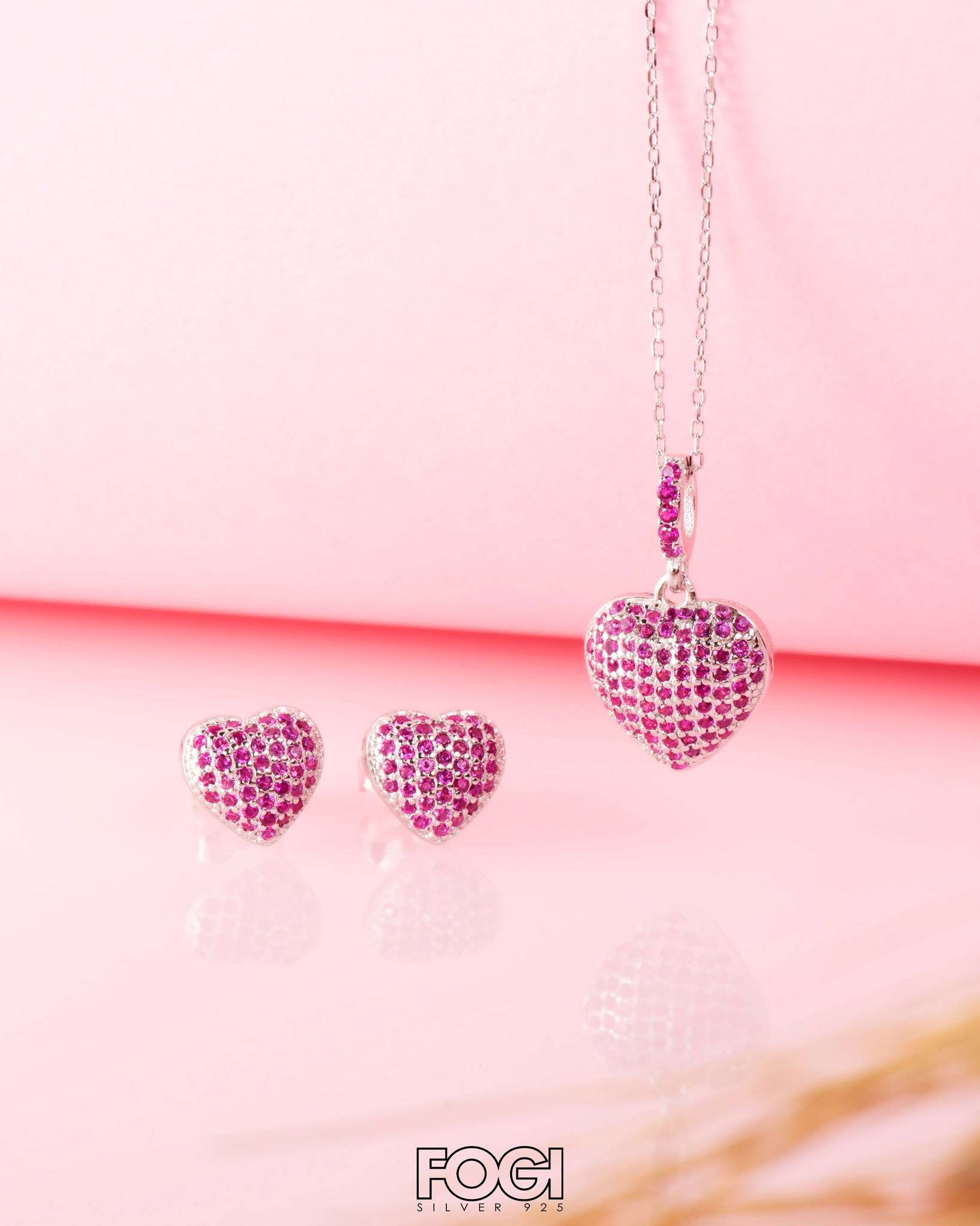 Completo cuore in argento Fogi