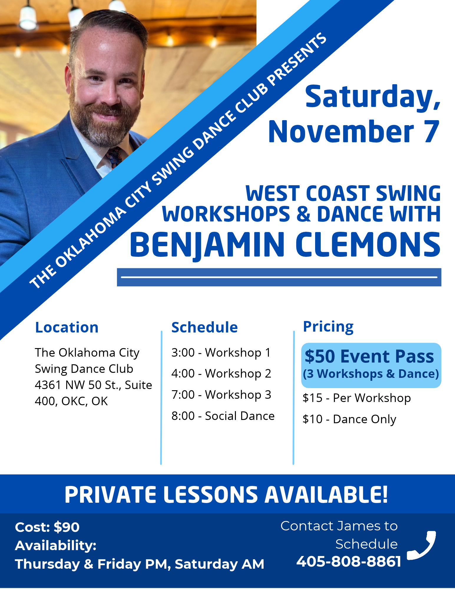 West Coast Swing Workshops & Dance with Benjamin Clemons Pass