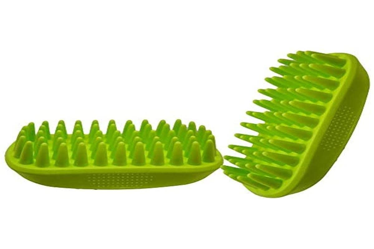Dog Silicone Shampoo Brush Easy to Clean Dog Bath Brush& Soft Massage Comb Brush