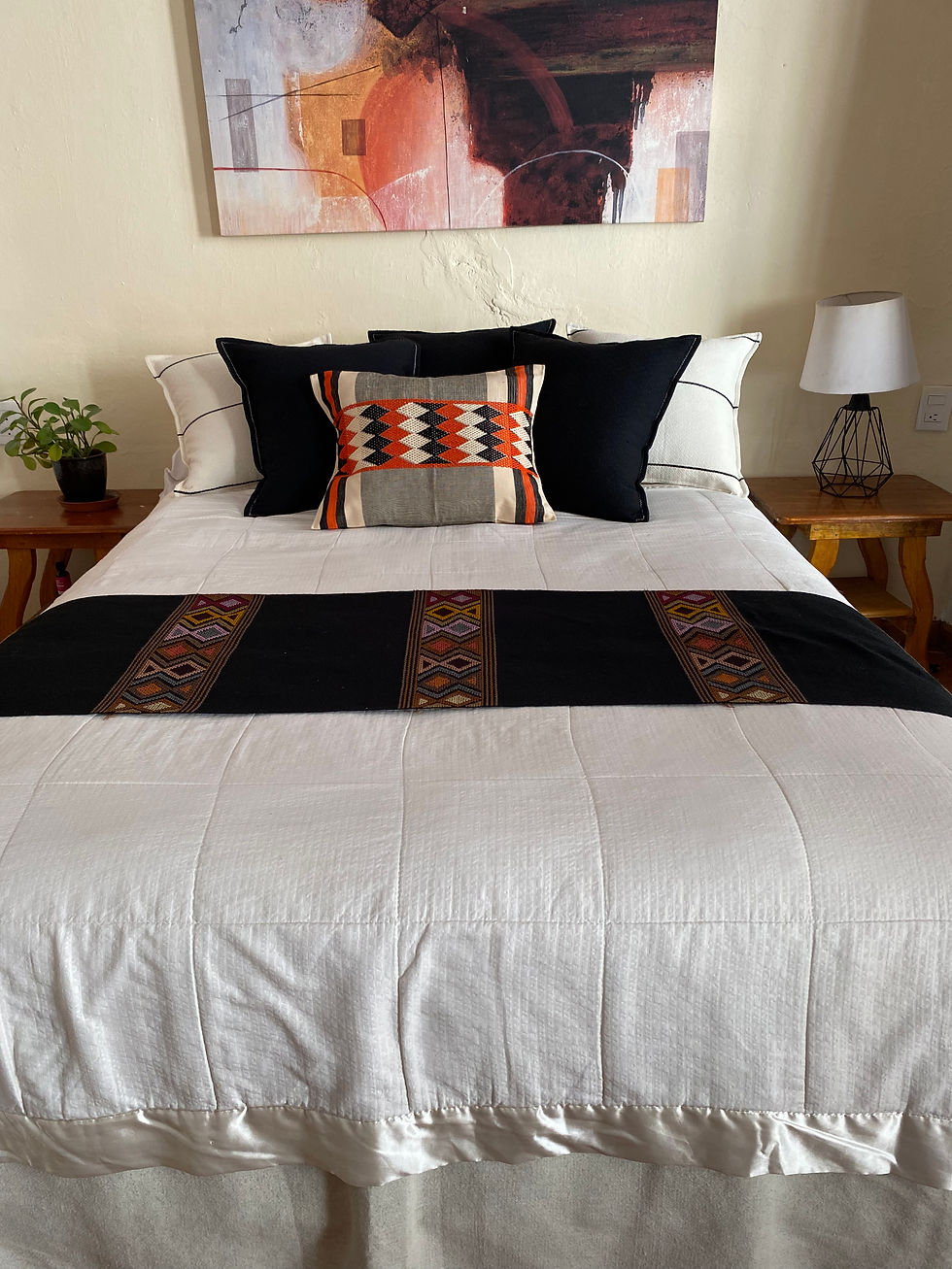 Miniatura: Pie de cama artesanal Rombos pantera