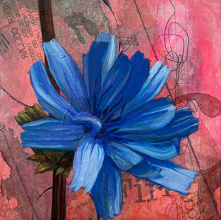 Acrylic painting of blue flower
