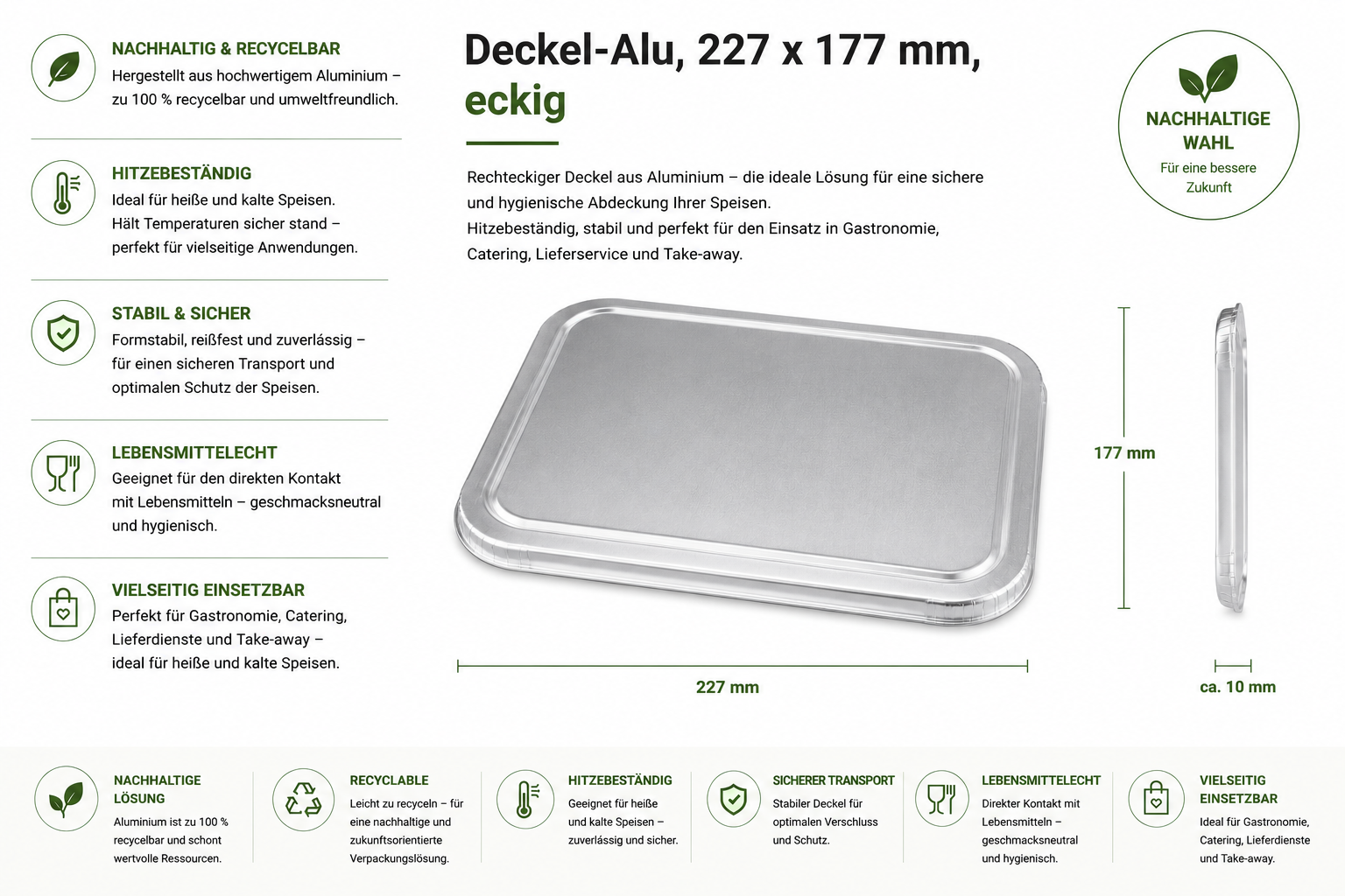 Deckel-Alu 227 x 177 mm, eckig